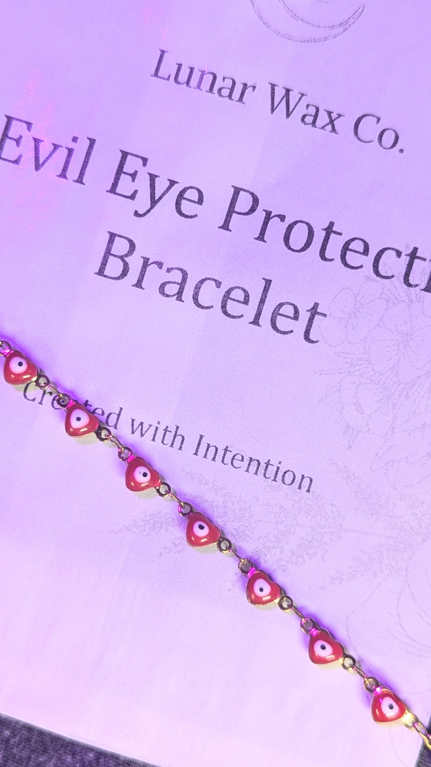 Evil Eye Protection Bracelet // Beautiful Enameled Heart Design