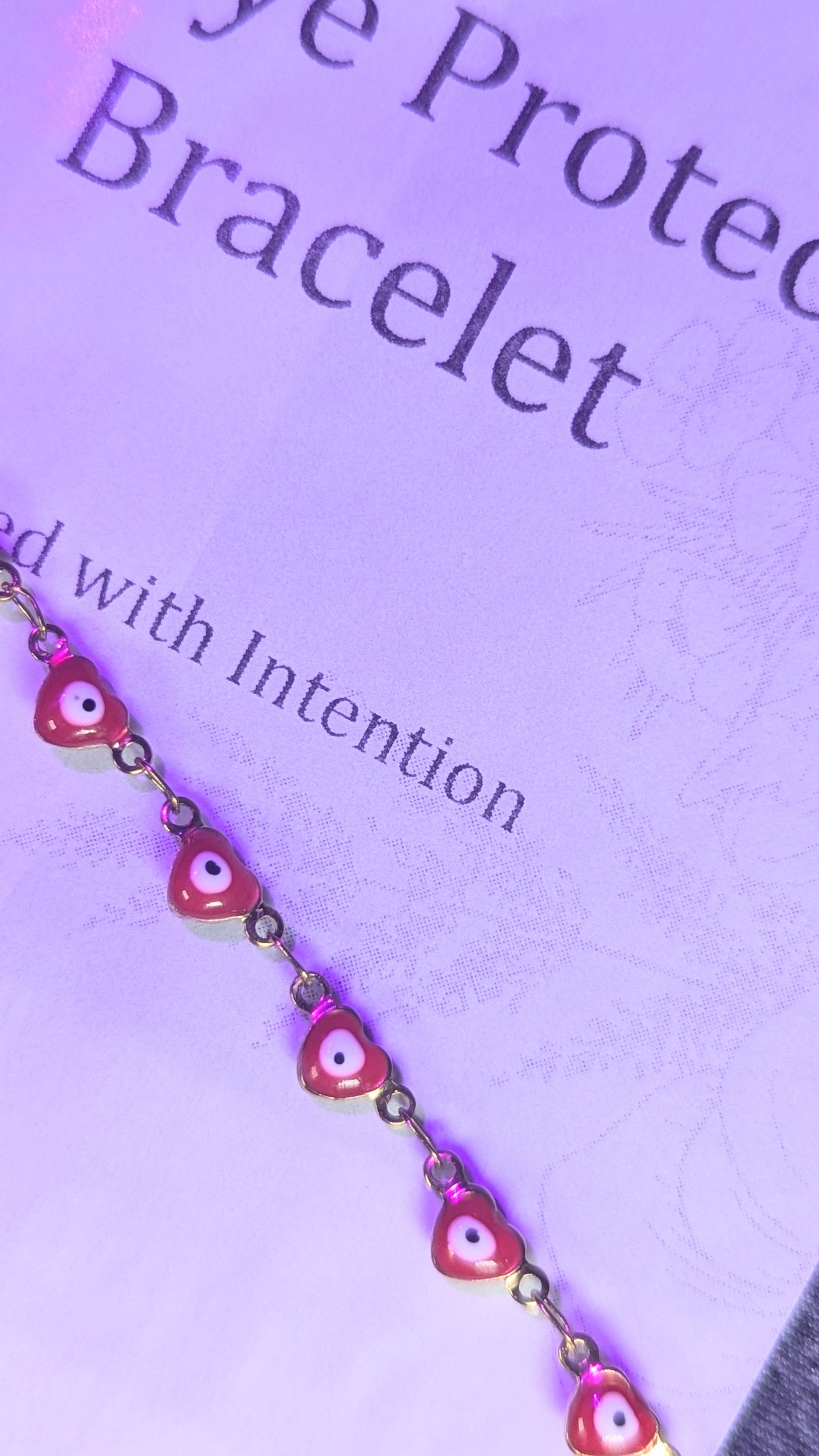 Evil Eye Protection Bracelet // Beautiful Enameled Heart Design