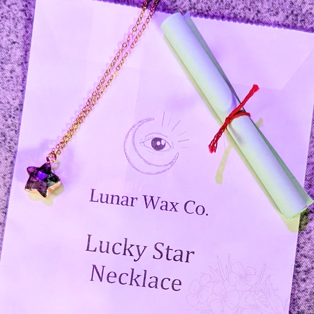 Lucky Star Necklace // 24 k Gold and Ruby in Zoisite // Luck + Passion