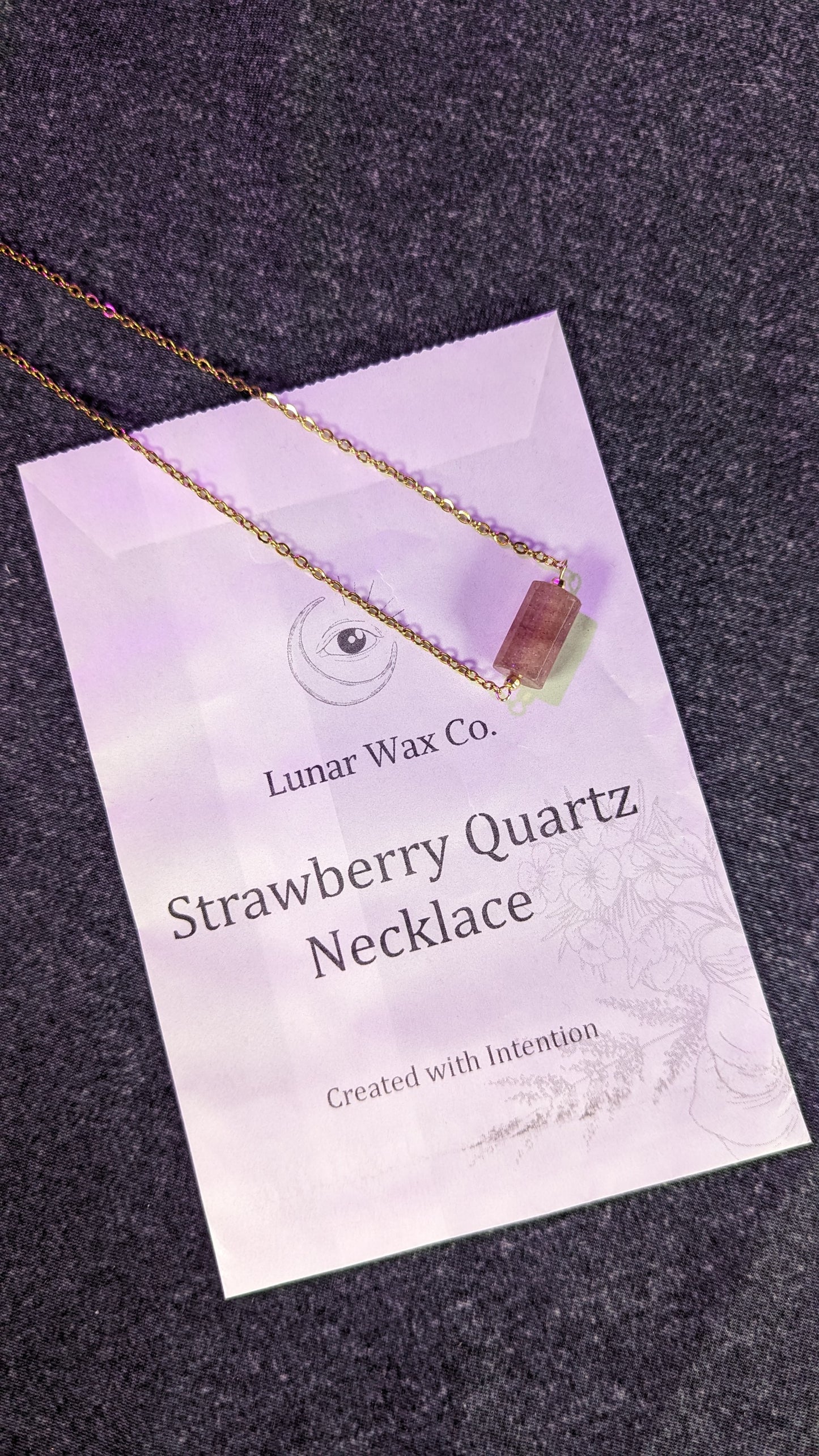 Strawberry Quartz Necklace // True Love + Attraction + Self Love + Joy