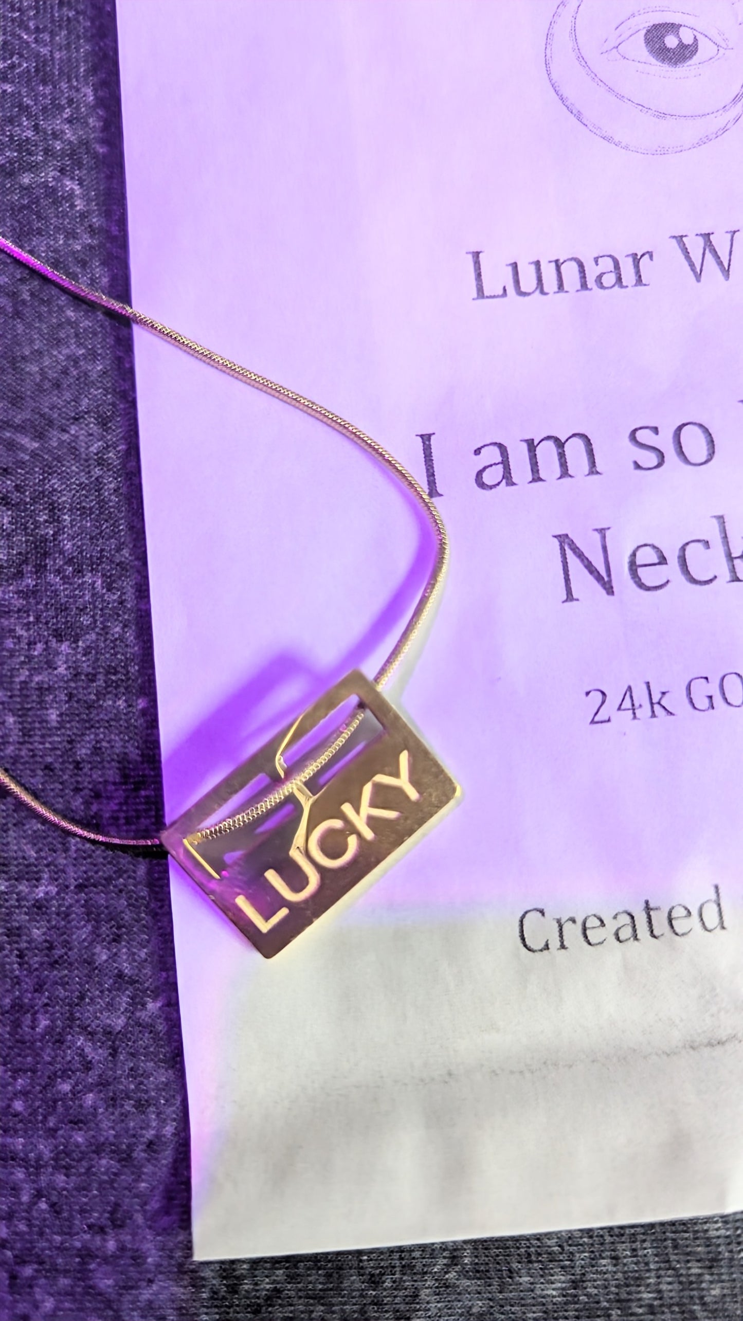 I am so LUCKY Necklace // 24k gold plated // Luck + Good Fortune