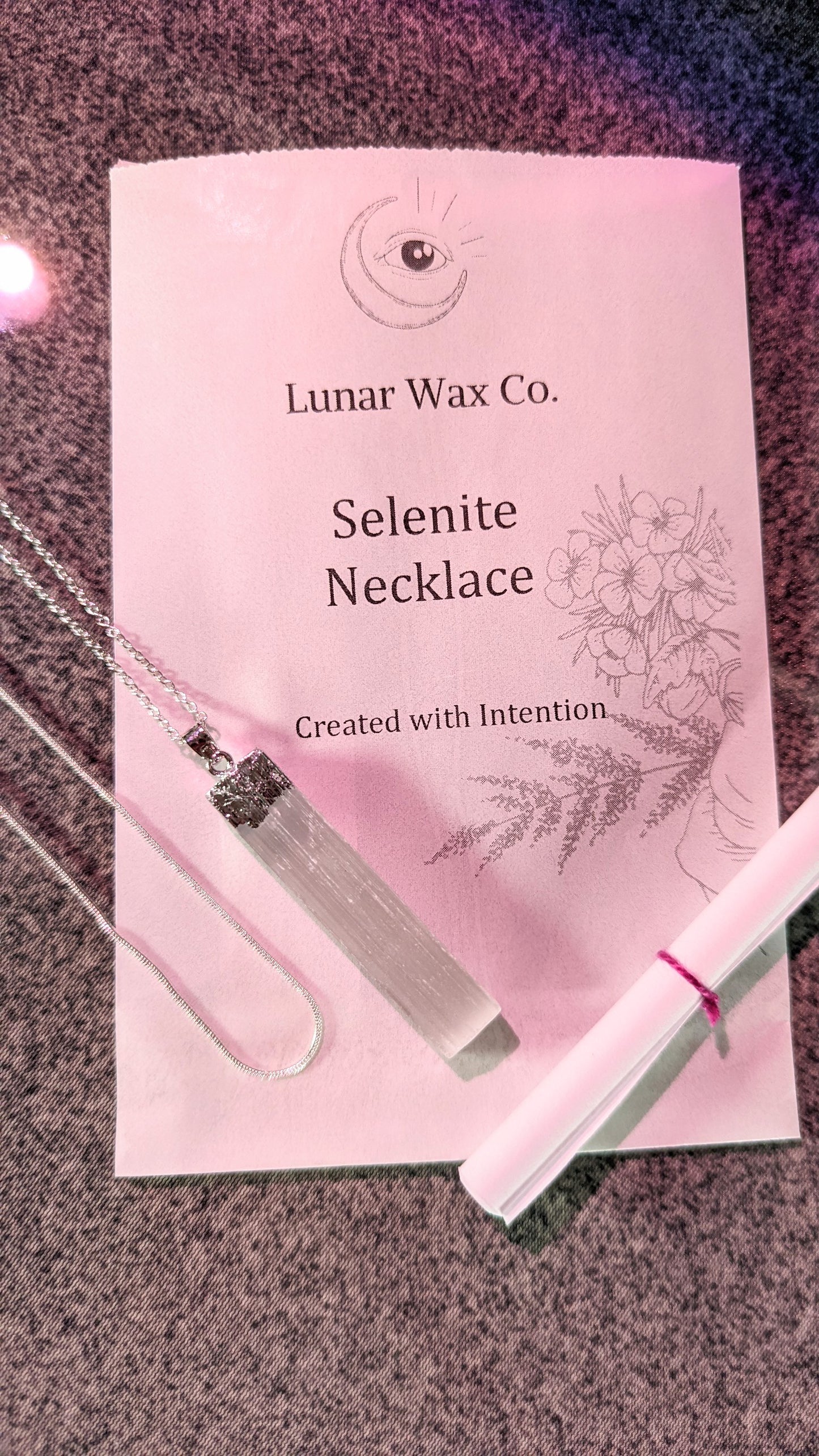 Selenite Necklace // Positive energy + Clarity + Cleansing + Calm