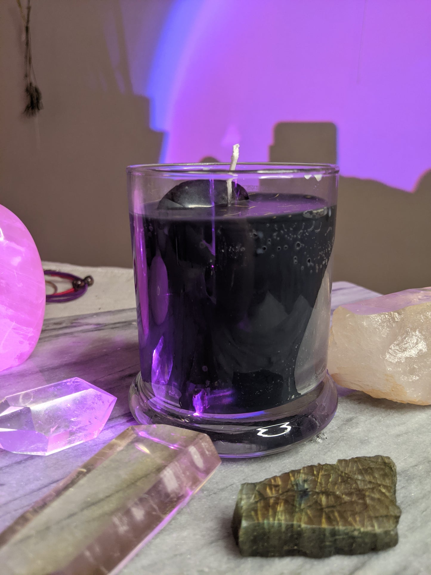 Energy Cleansing Candle // Obsidian + Rosemary Crystal Candle // Protection + Cleansing + Empowerment + Confidence