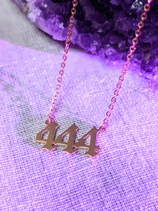 Angel Number Necklace // 444 // Angels are with you + Miracles happen daily + Believe in your Divine Purpose + Keep moving forward